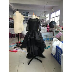 Flower Girl Dresses Black Lace Embroidery Long Sleeves